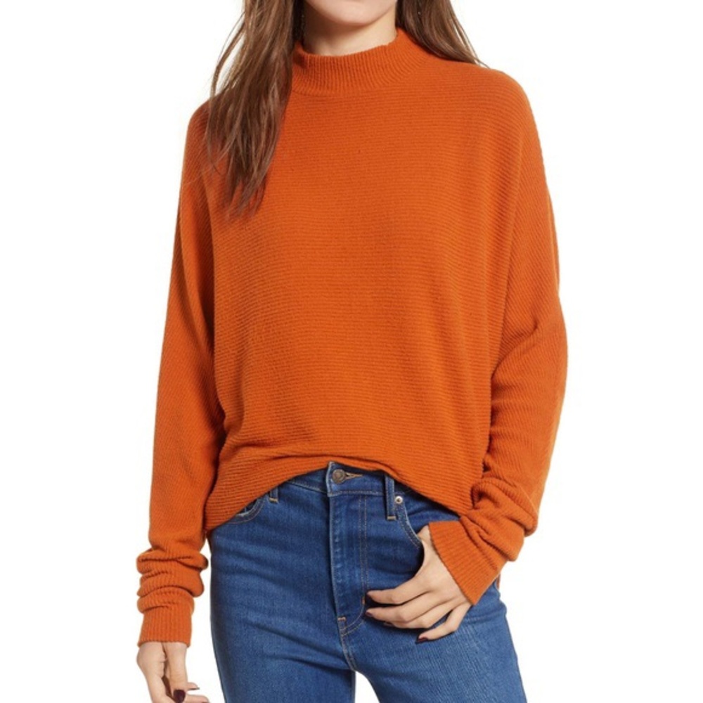BP Dolman Sleeved Ribbed Rust Colored Top
